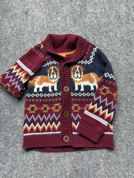 Gymboree Other - Gymboree Playful Pups Saint Bernard Fair Isle Cardigan Sweater 3T-100% Cotton
